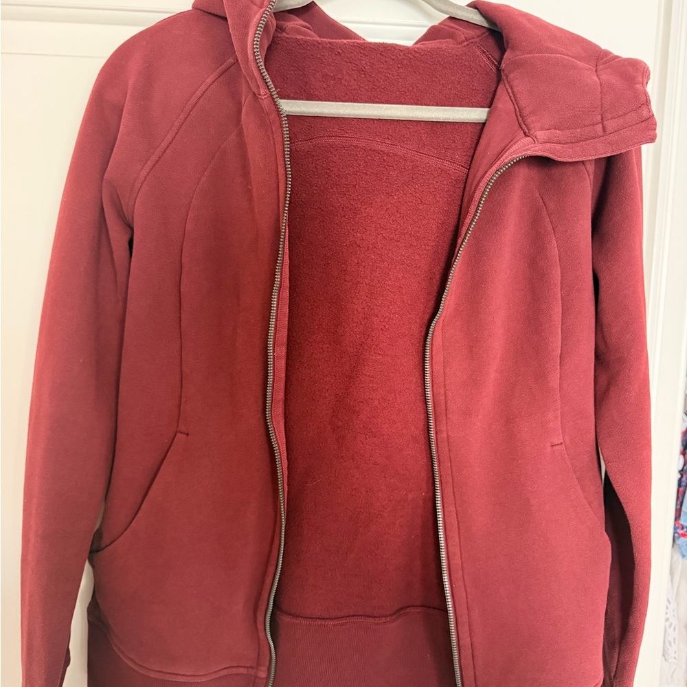 Lululemon Burgandy Zip-Up Hooded Fleece Jacket